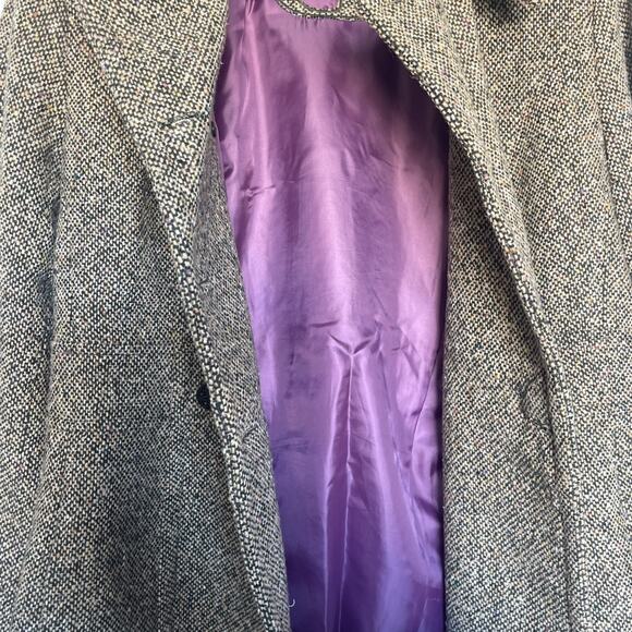 Vintage Guess Tweed Long Trench Coat Women's Large Wool Rare Find 90s - Picture 4 of 15